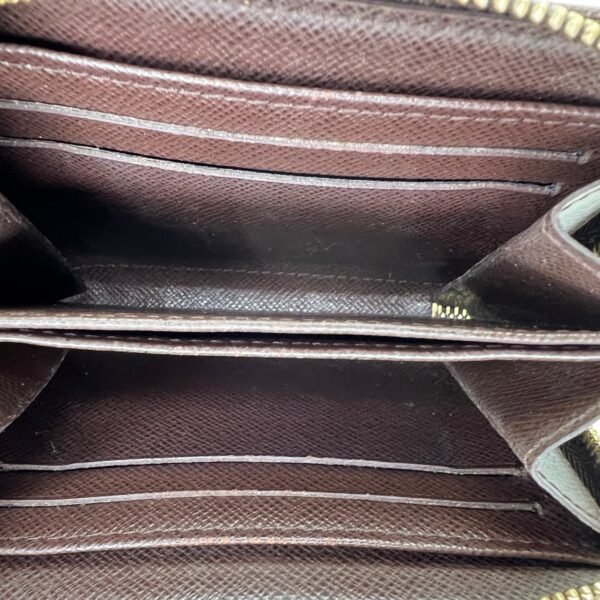 Damier Ebene Zip Brown Wallet in Coated Canvas, Gold hardware - Image 10