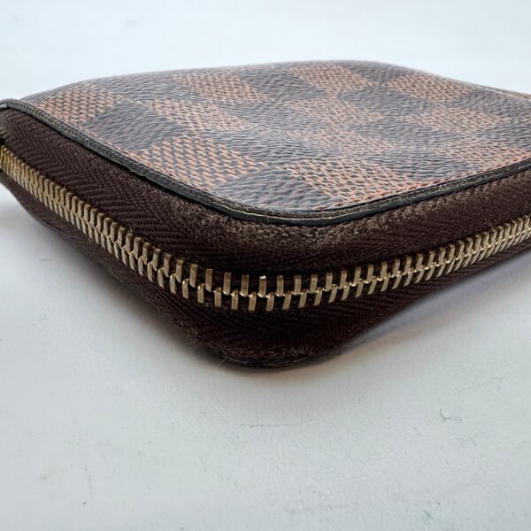 Damier Ebene Zip Brown Wallet in Coated Canvas, Gold hardware - Image 8