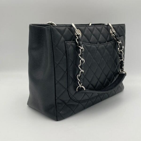 GST Grand Shopping Black Tote Bag in Caviar Leather, Silver hardware - Image 4