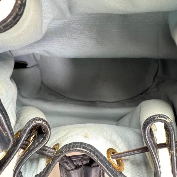 Lin Noelie Monogram Mini Navy Bucket Bag in Canvas, Gold hardware - Image 11