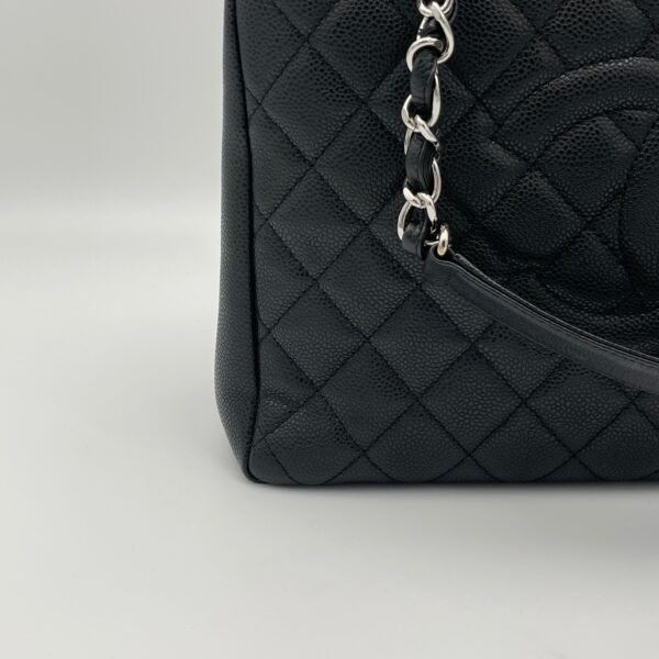 GST Grand Shopping Black Tote Bag in Caviar Leather, Silver hardware - Image 10