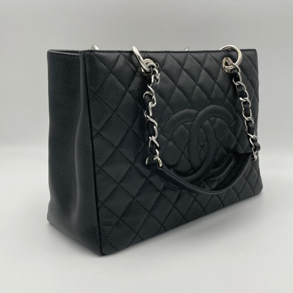 GST Grand Shopping Black Tote Bag in Caviar Leather, Silver hardware - Image 3