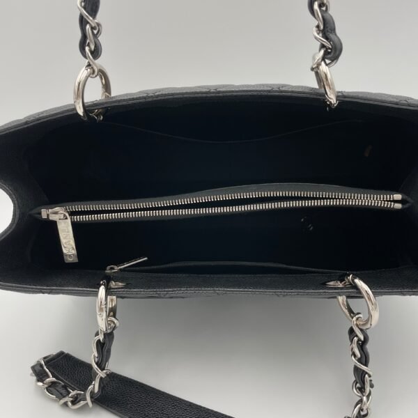 GST Grand Shopping Black Tote Bag in Caviar Leather, Silver hardware - Image 11