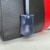 Stripe Cluny MM Black Top Handle Bag in Epi Leather, Silver hardware - Image 7