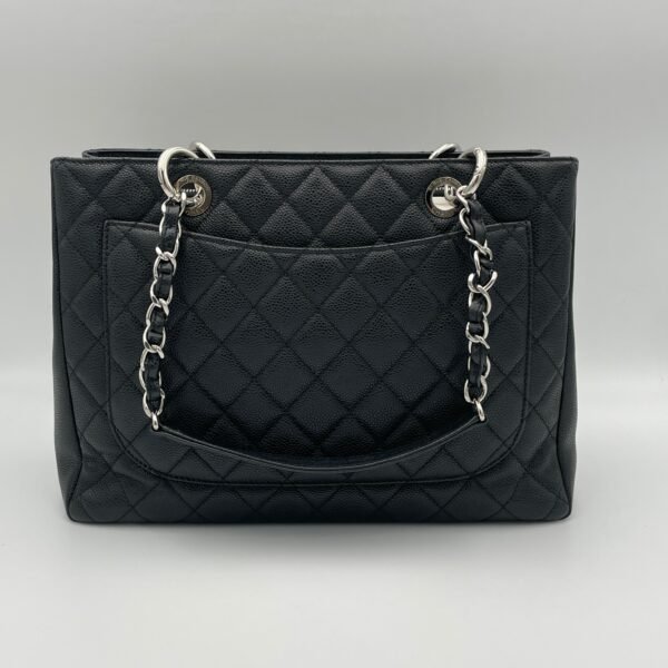 GST Grand Shopping Black Tote Bag in Caviar Leather, Silver hardware - Image 2