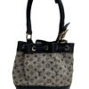 Lin Noelie Monogram Mini Navy Bucket Bag in Canvas, Gold hardware