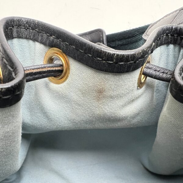 Lin Noelie Monogram Mini Navy Bucket Bag in Canvas, Gold hardware - Image 8