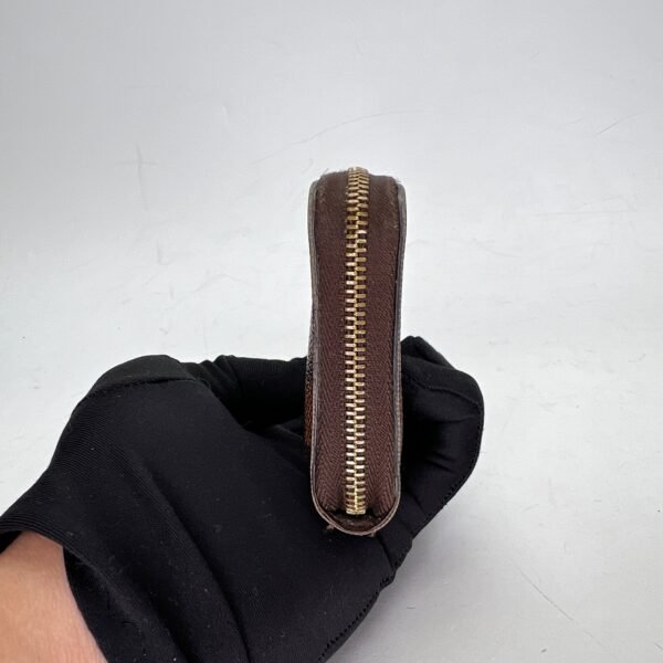 Damier Ebene Zip Brown Wallet in Coated Canvas, Gold hardware - Image 4