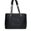 GST Black Tote Bag in Caviar Leather, Gold hardware