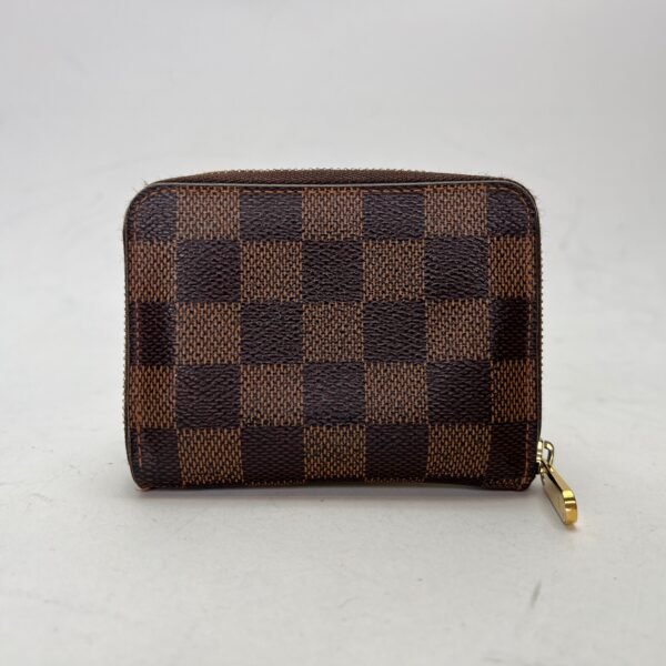 Damier Ebene Zip Brown Wallet in Coated Canvas, Gold hardware - Image 2