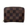Damier Ebene Zip Brown Wallet in Coated Canvas, Gold hardware