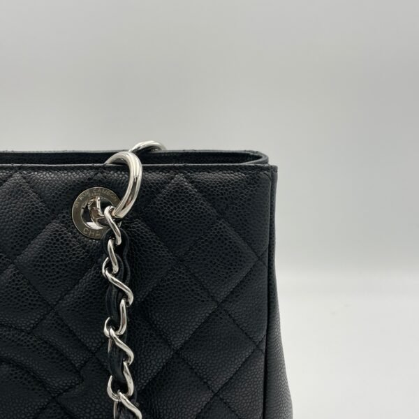 GST Grand Shopping Black Tote Bag in Caviar Leather, Silver hardware - Image 9