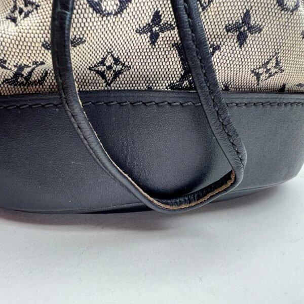 Lin Noelie Monogram Mini Navy Bucket Bag in Canvas, Gold hardware - Image 6